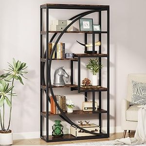 Tribesigns Industriële Boekenkast, 180 cm Hoog Met 5 Verdiepingen en 8 Open Opbergrekken, Display Plankeneenheid Voor Thuiskantoor, Woonkamer, Vintage Bruin