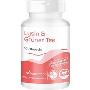 Lysine & groene thee - 100 capsules - polyfenolen, EGCG en cafeïne - veganistisch | Vitamintrend®