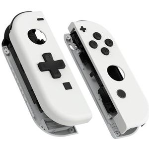 eXtremeRate Soft Touch Wit Joycon Handheld Controller-Behuizing (D-Pad-Versie) met Volledige set Knoppen, Doe Het Zelf Vervangende Hoes voor Switch & Switch OLED Joy-Con - Console Shell NIET Inbegrepen