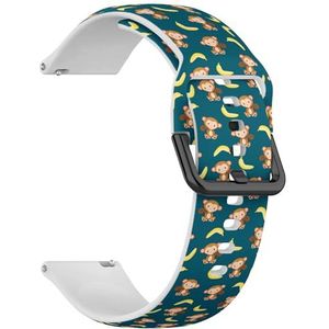 RYANUKA Compatibel met Fossil Gen 5 Carlyle/Julianna/Garrett HR, Q Explorist Gen 4/3, Sport 43 mm, Gen 5E 44 mm, (Monkey Yellow Banana) 22 mm zachte siliconen sportband armband armband