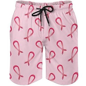 Borstkanker bewustzijn roze linten heren zwembroek bedrukte boardshorts strandshorts badmode badpakken met zakken S