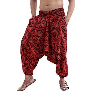 Sarjana Handicrafts Indiase Etnische Mannen Vrouwen Katoen Harem Hippie Broek met Zakken voor Yoga, Rood, One Size