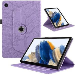 Beschermhoes Compatibel met Lenovo Tab M10 Plus 3rd Gen 10.6 Inch 2022 Tablet Case 360 ​​Graden Draaibare Stand Opvouwbare Tablet Case Tree Of Life Reliëf Shell Tablet Slim Cover Shell (Color : Mor)