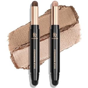 FV 2 stuks oogschaduwstift, sterk gepigmenteerde crème oogschaduw, langdurig, kreukvrij, watervaste oogschaduwsticks met matte en glanzende afwerking