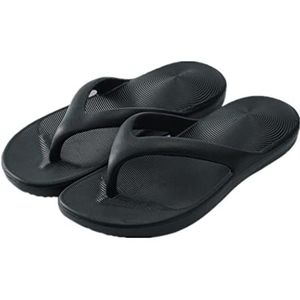 wiftms Teenslippers voor dames, flipflops met archondersteuning, modieus, lichte badslippers, slipvaste zool voor zomer, binnen en buiten, zwart, 38 EU