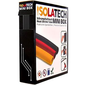 ISOLATECH krimpkous 3:1 set met lijm zwart Ø12,7mm 5 meter voor kabel USB elektronica auto-accessoires isolatie UV-bestendige reparatie ongelabelde rol in praktische dispenserdoos