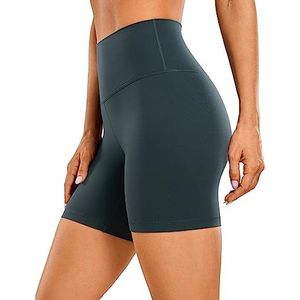 CRZ YOGA Dames Butterluxe Yoga Short 6''-Hoge Taille Workout Gym Leggings Hardlopen Spandex Biker Shorts Bos Donkergroen M