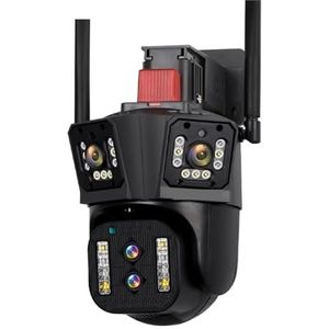 Bewakingscamera, 8K 4x4MP IP Camera Buiten 6K PTZ Multi Lens Drie Scherm 10X Optische Zoom Auto Tracking 2-weg Audio CCTV Camera(8K 10xZoom No Card)