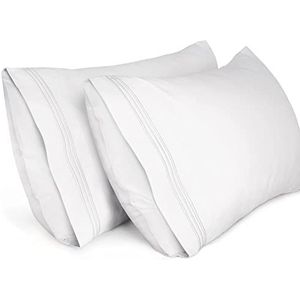 Lirex Kussenslopen (2 Stuks), 50 x 75 cm Geborduurd Zachte Kussenslopen van Geborsteld Microvezel, Machinewasbaar Kreukvrij Ademend, Wit