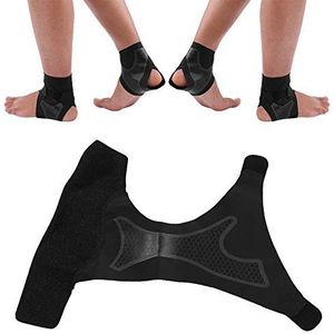 Verstelbare enkelbrace, enkelbandage, kniebescherming, voet, ademende hiel, ligamentaire ondersteuning, heren, dames, riem, voetbescherming voor verstuiking, enkel/sport/fitness (L-1 paar)