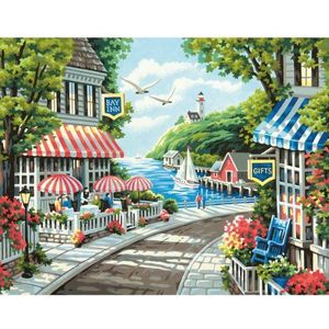 Afmetingen paintworks schilderen op nummer 35,6 x 27,9 cm Cafe by the Sea Paint Kit