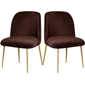 Set Van 1/2/4/6 Fluwelen Eetkamerstoelhoezen, Gebogen Halfronde Rugleuninghoezen, Stretch Meubelbeschermer(Dark Brown,2 Pcs)