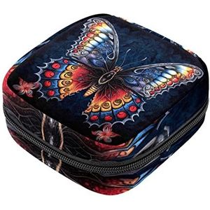 Kleurrijke Vlinder Maandverband Opbergtas Menstruatie Pad Tas Draagbare Menstruatie Cup Pouch met Rits voor Tiener Meisjes Vrouwen Dames