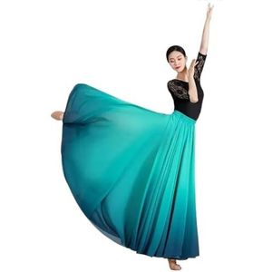 Flamencorok for vrouwen, 720 graden, volle cirkelvormige swingrok, Spaans danskostuum, volwassen, vloeiende, geplooide gelaagde rok for optredens, Halloweenfeest, rode krijtthema-outfit(Green_M)