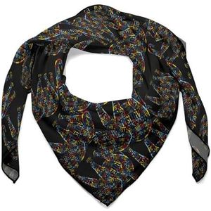 Autisme Awareness Olifant Vierkante Bandana Multifunctionele Satijn Wrap Neck Sjaals Comfortabele Hoofddoek voor Vrouwen Haar