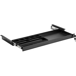 CAVO Documentenlade, afsluitbaar, staal 740 x 250 mm, incl. ladebak zwart, bureaulade, ondertafellade