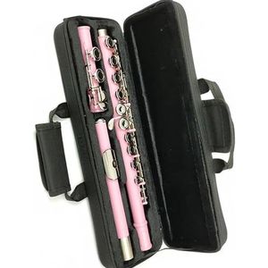 Professionele Fluitset Roze fluit met E-sleutel 16 gesloten gat C-sleutelinstrument Wit brons vernikkeld Praktische toetsen