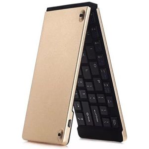 Keyboard -PYRIOLHI- Wireless Bluetooth folding keyboard - Aluminum folding mini keyboard - Dual folding Bluetooth keyboard - Tablet keyboard(Golden)