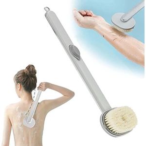 Badmassage-reinigingsborstel met lange handgreep, lichaamsborstel, rugscrubber, opbergbare lichaamswas, reinigingsmassageborstel, verlengd handvat, massage for exfoliërende huid, 15× 3,5 inch, geel/31