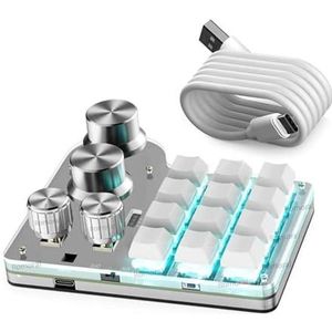 QPSJXN Macropad Mechanisch Toetsenbord Met 12 4 Knoppen RGB Backlit Bluetooth Compatibel met Programmering En Meerdere Software (BT Wit)