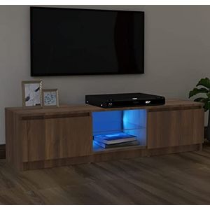 AJJHUUKI Entertainment Centra & TV Stands TV-meubel met LED verlichting Bruin Eiken 120x30x35,5 cm Meubels