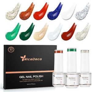 Nicedeco Gel Nagellak Set Nail Polish Semi Permanent Nail Gel UV LED Soak Off Cruelty-Free Gellak Set Kleuren 12x5ml, Kit 8