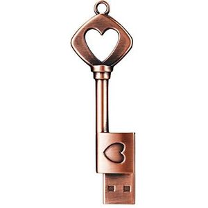 GARRULAX USB-flashdrive, 64 GB geheugenstick, retro metalen liefde, hart, sleutelvormige duimdrive (32 GB, hartsleutel)