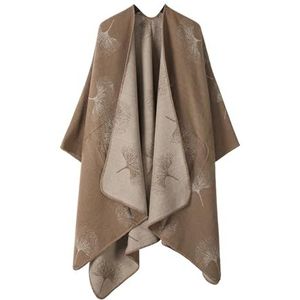 LIUYUYOUGO - Poncho - Khaki - Gebreide Cape - Dames - Elegant