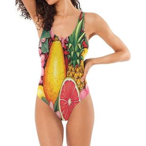 KAAVIYO Badmode met tropisch fruit en bloemen, eendelig zwempak, monokini, strandkleding voor vrouwen, kinderen, tienermeisjes, Patroon, L