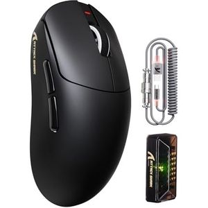 ATTACK SHARK X8PRO 55g ultralichte draadloze gamingmuis met spiraalkabel voor middelgrote/grote handen, 8K polling rate, 3 mode 2.4G/bedraad/Bluetooth, 500 mAh, 40000DPI,PAW3395 optische sensor-zwart