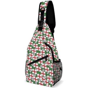 Engeland Voetbal Patroon Grappige Crossbody Tas Kleine Sling Rugzak Reizen Borst Zakken Dagrugzak Gift Voor Mannen Vrouwen