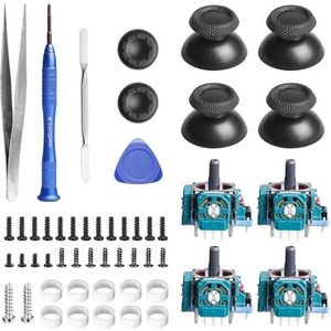 4 stuks hall effect sticks vervanging voor PS5-controller, 3D-analoge sensor joystick-module met 4 stuks duimdoppen, thumbstick reparatiekit, hall effect sticks compatibel met PS5