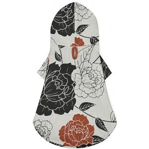 Rood Zwart Rozen Bloemen Grappige Hond Hoodie Puppy Sweatshirt Doggie Winter Kleding Pet Hooded Kat Jas Jassen