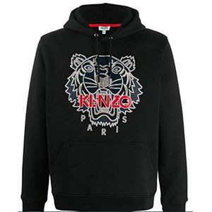 Kenzo Heren sweatshirt Tiger zwart met capuchon, 100% katoen - zwart - Medium