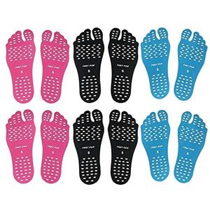 Strandvoetpads blootsvoets 6 verpakkingen voor liefhebbers van blote voeten, onzichtbare zelfklevende stick-on voeten pad zolen voor strand, zwembad, spa, warm zand, wandelen, watersportfeest., zwart