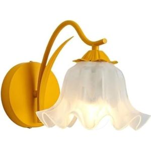 LONGDUOU Bellflower Wandkandelaar Bedlampje Retro Moderne Bloemvormige Glazen Wandkandelaar, E 27 Lichtbron Kinderkamer Verlichtingsarmatuur, Eenvoudige Creatieve Slaapkamer Nachtkastje Achtergrond Wa