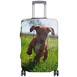 AJINGA Bruin Puppy Gras Reizen Bagage Beschermer Koffer Cover XL 29-32 in
