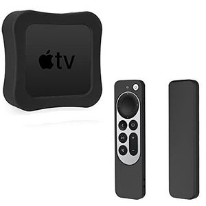 Bright siliconen hoesje voor 2021 Apple TV 4K,eschermhoes voor nieuwste 2021 Apple TV 4K & Siri Remote (zwart)