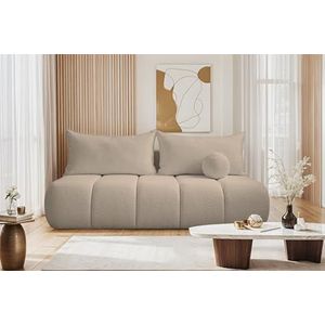 Kaiser Möbel - Slaap met slaapfunctie en bedbodem - 3 zits - 207x103 cm - Opvouwbare, Relax woonkamer, Slaap zonder armleuningen - Esthetisch, Scandinavisch - Piano Boucle Beige