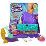 Kinetic Sand - Kristal Zeemeermin-speelset met 481 g goudkleurig glinsterend speelzand met opbergbak en gereedschap - Sensoriche speelgoed