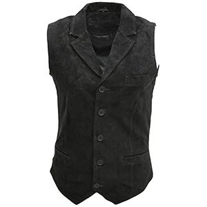 Mannen Smart Real Suede Lederen Gilet Vest Biker Fashion Vest, Zwart, XL