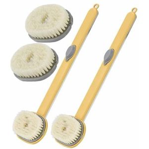 2 STKS Badmassage-reinigingsborstel met lange steel en zeepdispenser Rugborstel Lange steel for douche Ouderen Vloeibare badborstel met lange steel (Color : C)