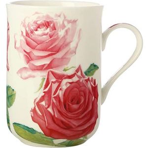 Maxwell & Williams JY0038 Koffiemok 350 ml, Floriade-serie, bone china porselein, wit, glad, in geschenkdoos, roze
