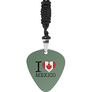 I Love Canada Mexico Gitaar Pick Ketting Metalen Hanger Charm Chain Ketting Sieraden Gift
