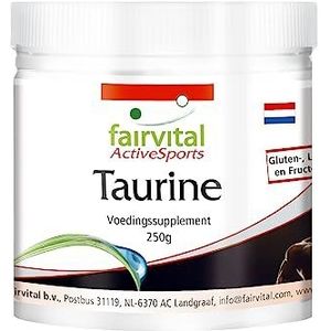 Fairvital | Taurine 250 g poeder - Extra hoge dosering - Met thiamine en pantotheenzuur - Puur, zonder toevoegingen - 100% veganistisch - Voor 4,5 maanden - Op kwaliteit getest - Made in Germany - fairvital