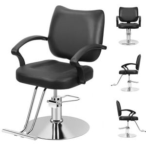 Yokawe Kappersstoel met hydraulische lift en voetsteun, 350 lbs capaciteit, 360 graden draaibaar voor kapperszaak, spa, tatoeage en schoonheidssalon zwart