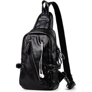 SCOFY FASHION Borst Pack Tas voor Mannen Wandelen Rijden Crossbody Tas Vintage Sport Dagrugzak Sling Bag voor Reizen, Zwart, Medium, Vintage