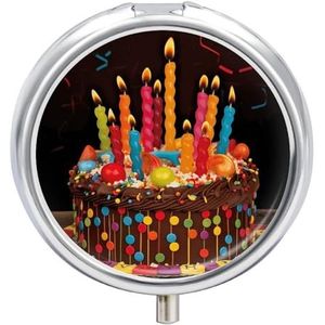Gelukkige Verjaardag Grote Cake Pil Case Reizen Pil Container Mini Reizen Geneeskunde Tablet Vitamine Houder Organizer Geneeskunde Kabeljauw Leverolie Opslag