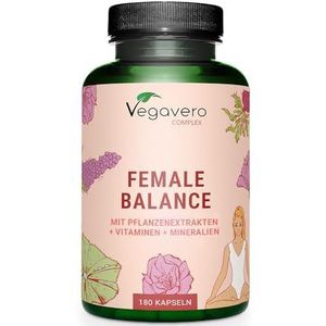 Vegavero Vrouwelijke balans | 180 capsules | Hormoonbalans | Kuisbes, vrouwenmantel, ijzer, Quatrefolic® foliumzuur, Actrisave® | Cyclusbalans | Vegan | Zonder additieven