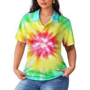 Realistische Tie-Dye Dames Sport Shirt Korte Mouw Tee Golf Shirts Tops Met Knopen Workout Blouses